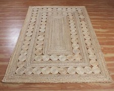 Jute Rug Carpet Mat Farmhouse Natural Handmade Braided Modern Rustic Look