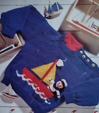 Childrens Knitting Pattern Sweater Boat Sailor DK Yarn Size 20-26"  (961)