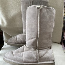 BEAR PAW Eva Tall Beige Tan Genuine Suede Shearling Lined Snow BOOTS Size 10