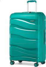 Kono Large Check Suitcase 28 inch Lightweight Polypropylene Hard Shell Turquoise