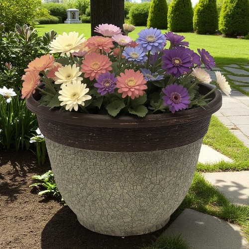 Large 30cm crackle flower pot - flower,