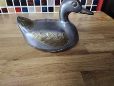 Duck Pewter Trinket Box Brass