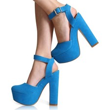 NEW WOMENS ANKLE STRAP LADIES PLATFORM CHUNKY HIGH HEEL SANDALS SHOES SIZE 3-8