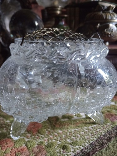 Antique crackle glass rose - glass,