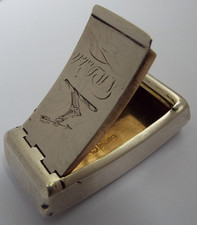 LOVELY SHAPE ENGLISH ANTIQUE GEORGIAN 1808 STERLING SILVER & GILTLINED SNUFF BOX