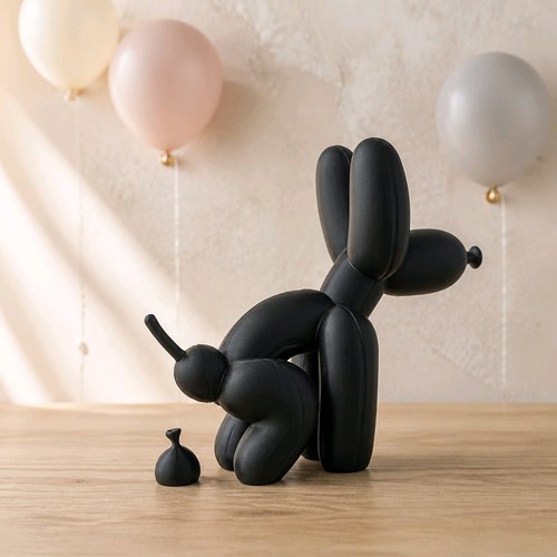 Pooping balloon dog sculpture - pooping,