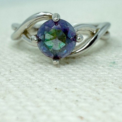 Mystic topaz ring twisted band - twisted,