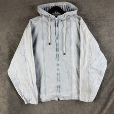 Deal Clothing Full Zip Hooded Sweatshirt Mens Large Blue Sailing Fisherman 90s