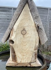 Large Rustic Nest Box - Carved Tree Trunk Primitive Bird House Free Standing