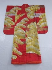 Vintage Traditional Japanese Uchikake Red and Gold Embroidered Wedding Kimono