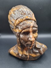 Natural Jasper Native American Indian Chief Bust Carving, 1722g