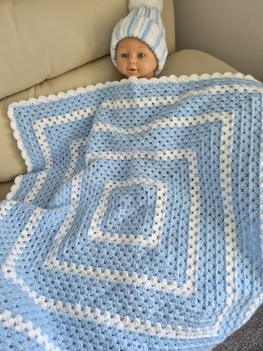 Hand crocheted blue - crocheted, white