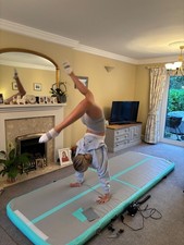 Blue and grey 3 metre Gymnastics/ acrobatic crash inflatable mat used twice 