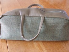 Vintage Green Material & Rexine Large Knitting Bag.