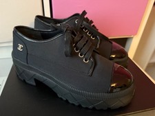 Chanel black lace up shoes