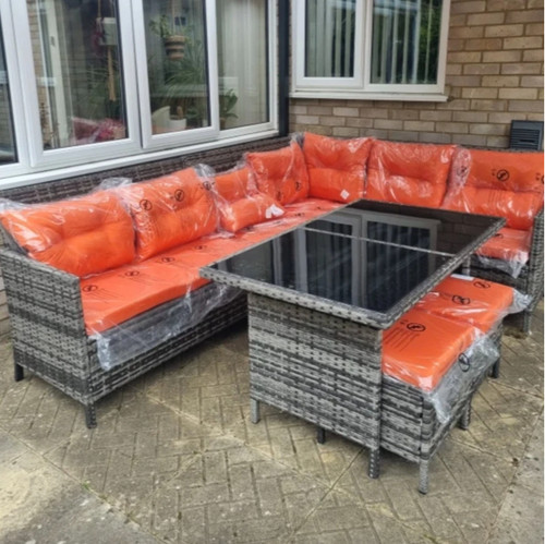 Large rattan dining set corner - dining,