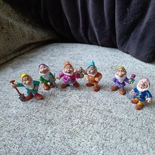 VINTAGE RUBBER BULLYLAND, DISNEY, SNOW WHITE DWARF FIGURES X6, INC GRUMPY & DOC