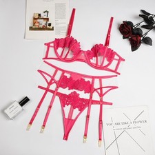 Set Lace Bra Thong Suspender