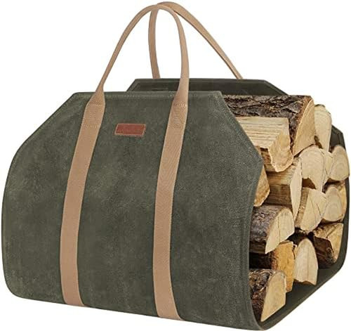 Waxed canvas log carrier - canvas, tote