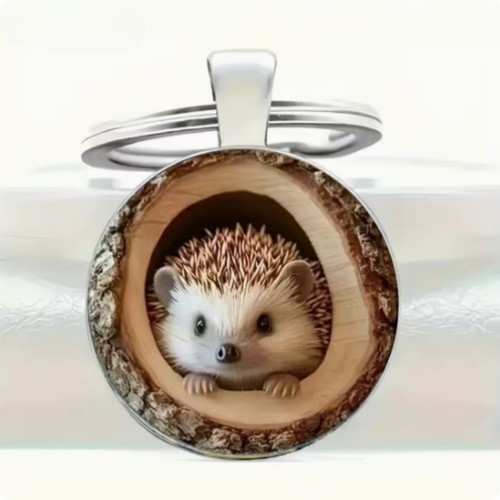 Cute hedgehog glass domed - glass,