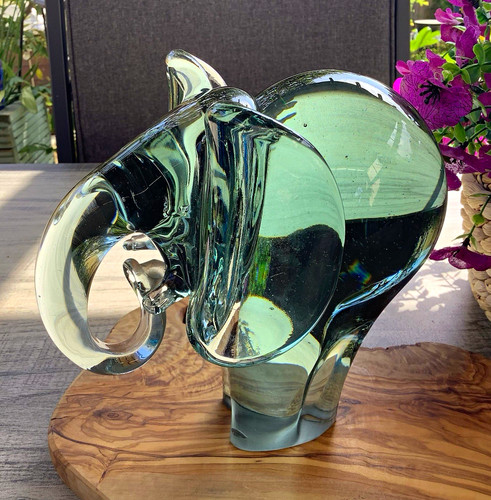 Large sea green glass elephant - sea,