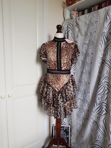 Leopard chiffon ruffle - ruffle, dress