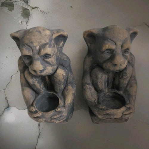 Stone garden gargoyle - garden, wall
