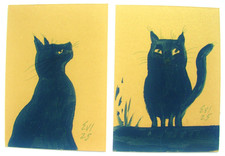 Black cat ACEO Original