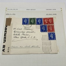 1941 Censored  Great Britain Airmail Cover Windsor England to New York USA