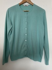 Womens M&S Classic Uk 18 Aqua Thin Knit Long Sleeve Crew Neck Cardigan