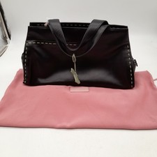 Radley Leather Handbag Black With Green Detail 36cm x 22cm (#H1/11)