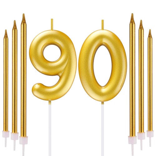 Gold number candle 6 - number, +