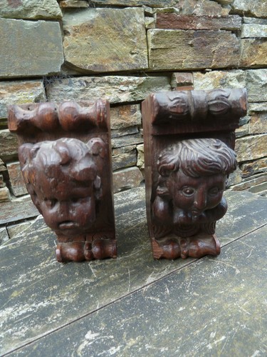 Antique oak corbels carved - corbels,