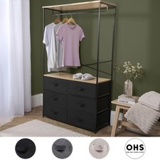 Cabinet Rail Wardrobe Open Home 6 Drawer Coat Hanger Storage Clothes Organiser