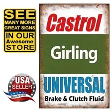 Metal Tin Sign •Retro Petroliana •Castrol Girling Universal Brake & Clutch Fluid