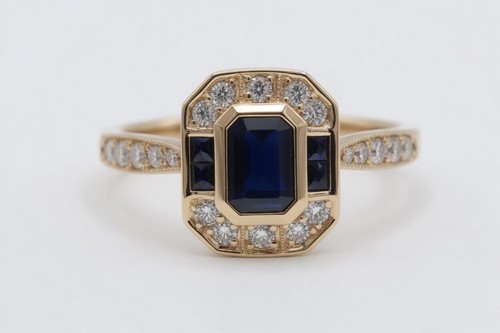 9ct gold sapphire diamond - sapphire, &