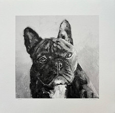 French Bulldog Frenchie Signed Limited Edition Black & White Print Dog Portrait