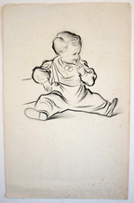 Frederick Roberts Johnson (1900-1986) Graphite drawing, Baby. Art Deco