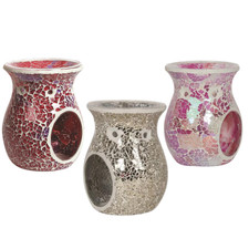 Aroma Tealight Wax Melt Burner Mosaic Crackle - Various Colours Available
