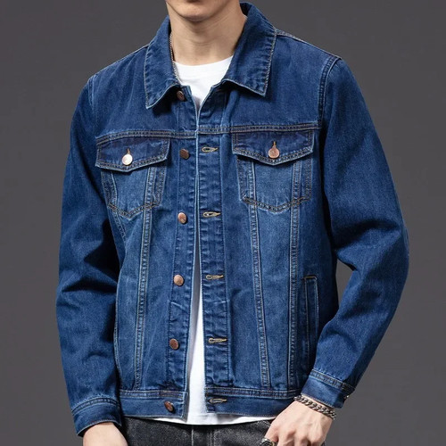 Washed mens denim jacket - denim,