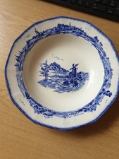 Vintage Royal Doulton Norfolk  blue & white shallow dish bowl