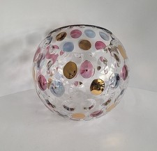 Glass Fishbowl Vase - Round Multi Coloured Globe Vase With Pink Blue & Gold