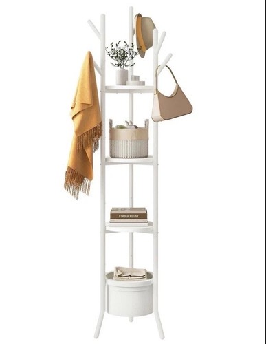 Steel coat rack with wooden - with,