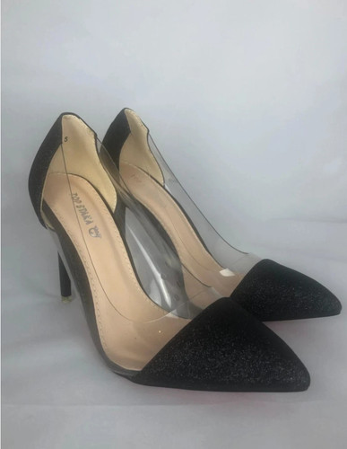 Black glitter stiletto heels - black,