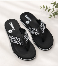 DKNY Black Logo Flip Flops