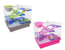 Rosewood Pico XL Hamster Gerbil Mouse Cage Multi Layer Home Silver / Pink