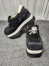 "Rare Demonia Black Suede Skull Crossbones Shoes Kicker-22, Unique,Read"