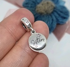Genuine PANDORA Silver Forever Sisters Dangle Charm Pink CZ  ? S925 ALE 