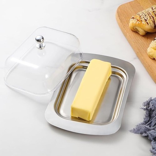 Stainless steel butter dish - steel,