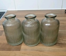  Bud Vases green glass set of